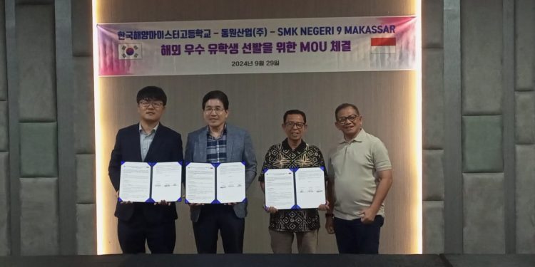 Go Internasional, SMKN 9 Makassar MoU dengan Korea Marine Meister High School serta Dongwon Industries Co. Ltd